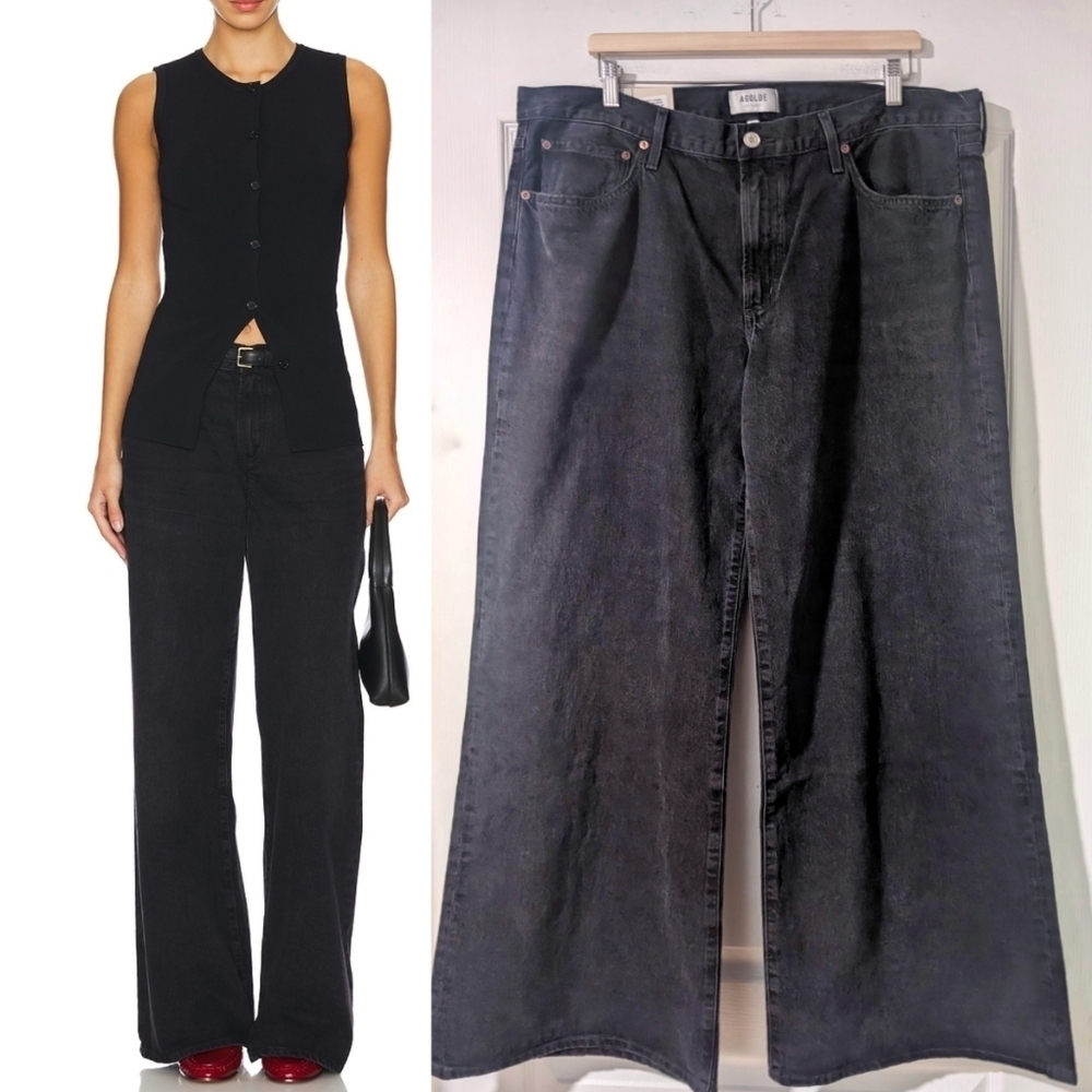 NWT Agolde | Clara Low Rise Baggy Flare Jeans in Mascara